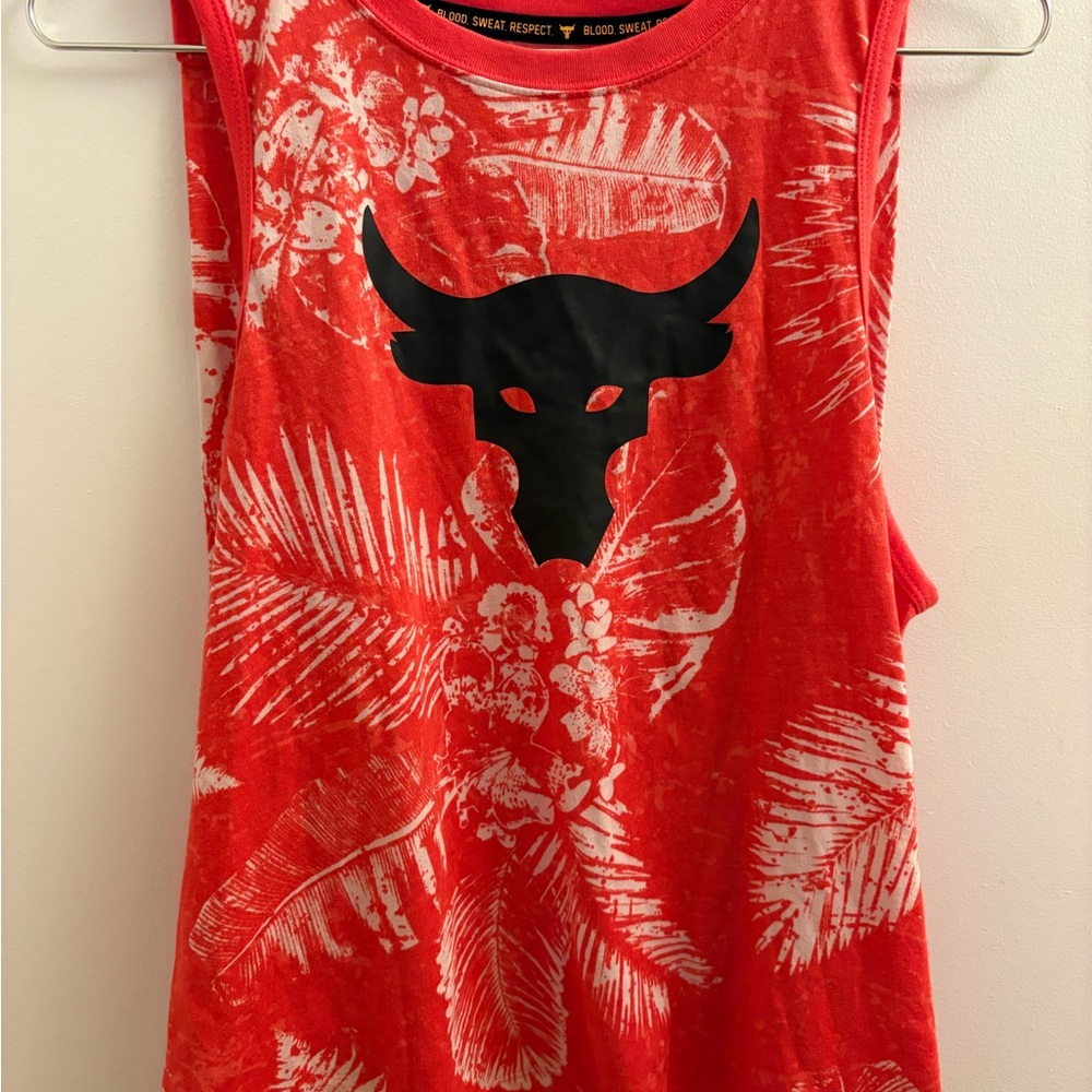 Red Sleeveless Top with Bull Logo